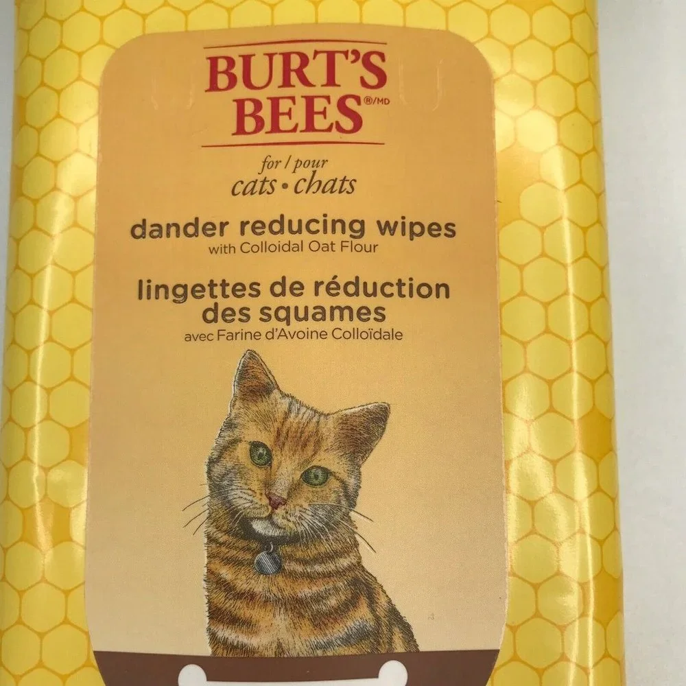 Burt's Bees Cat Dander Reducing Wipes W/Colloidal Oat Flour Set of 2